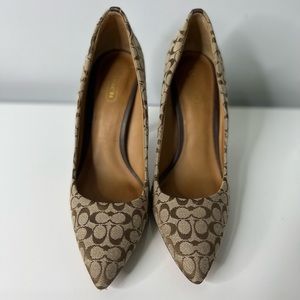 Coach Ellin Heels Brown Coach Monogram Logo Design Size 7